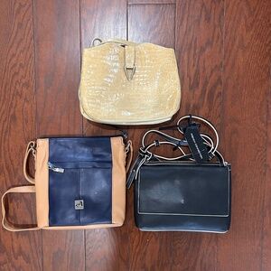 Lot of 3 vintage designer purses French Connection Aurielle Classiques leather
